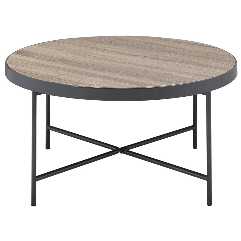 Table basse ronde de style industriel avec pieds en métal, Grey