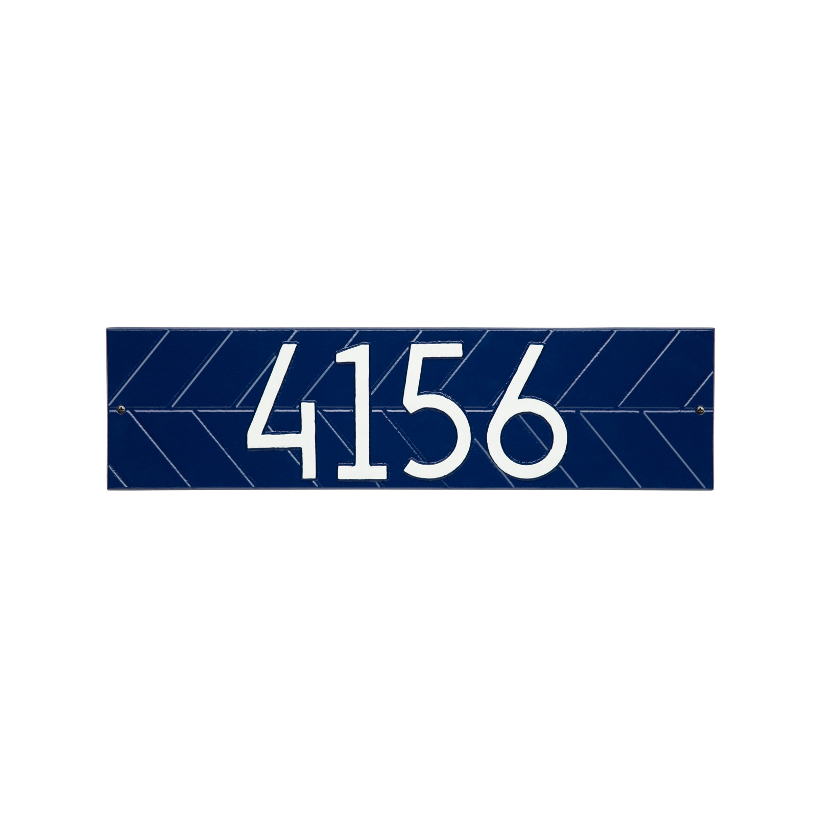 Mid-century Modern Herringbone Wall Plaque, Dark Blue/White, Yes