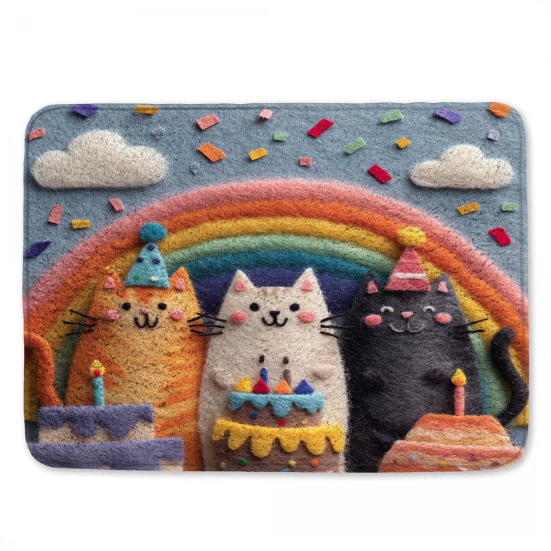 Tapis de bain Chats avec gâteaux d'anniversaire, L 24 po x L 17 po