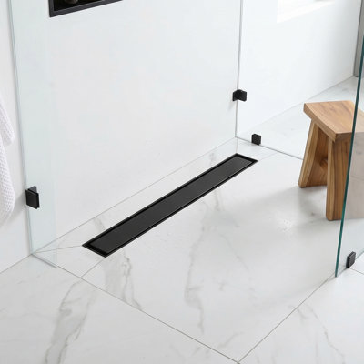 Modern Rectangular Shower Drain With 2 In 1 Tile Insert And Flat Cover Suitable For Bahtroom