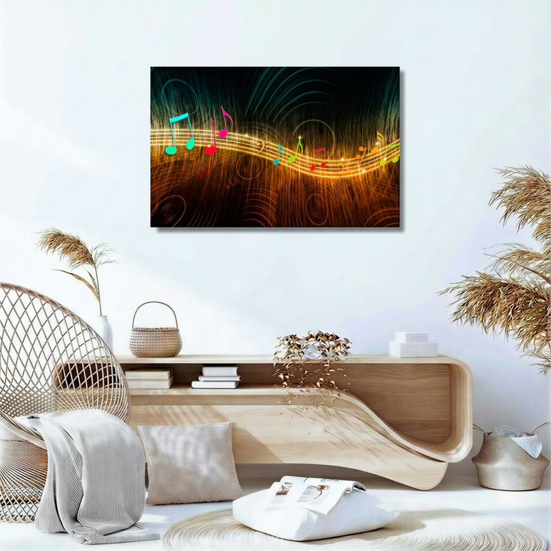 Ensemble de 1 tableau sur toile avec notes de musique, 24"H x 36"W, Wrapped Canvas