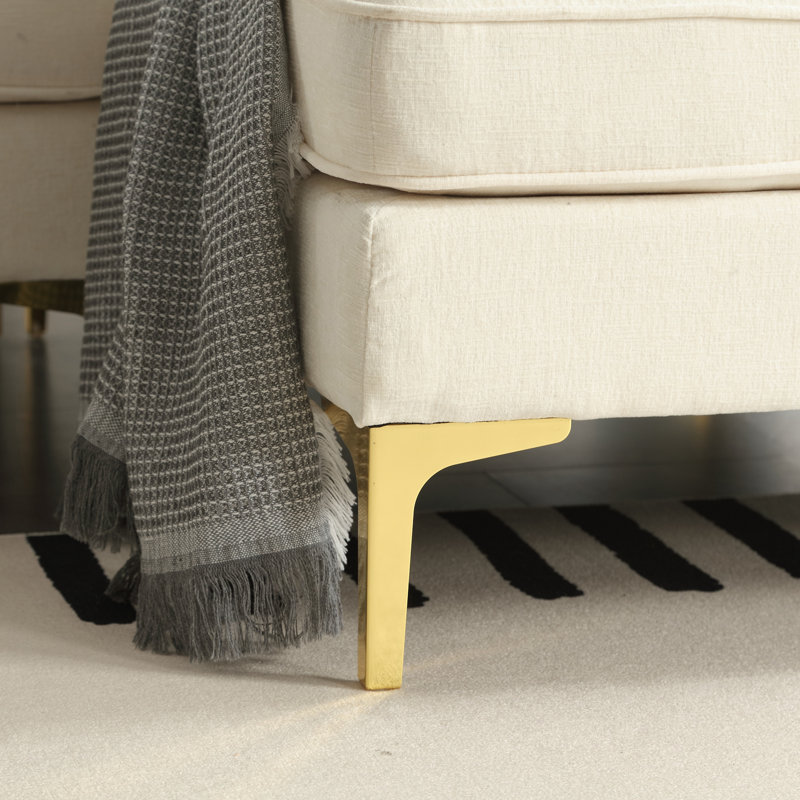 Sectional Sofa, Beige Chenille