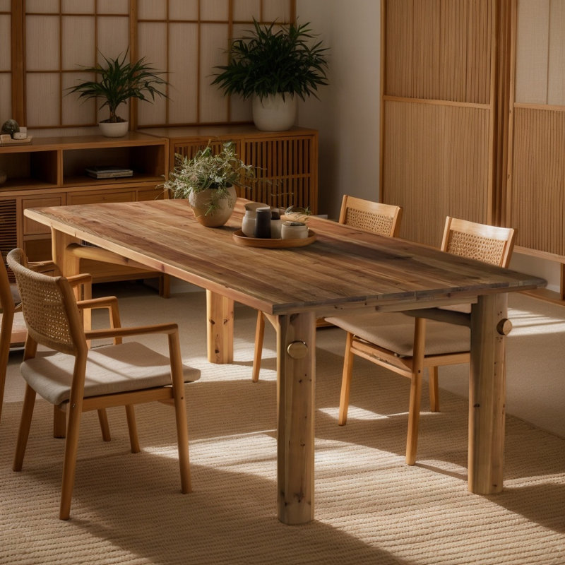 Narrow Long Farmhouse Dining Table for 6-8, Solid Wood Rectangular Kitchen Table