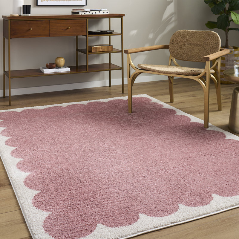 Fossay Modern Washable High-Pile Rug, Rose/Ivory, Rectangle 160 x 213 cm