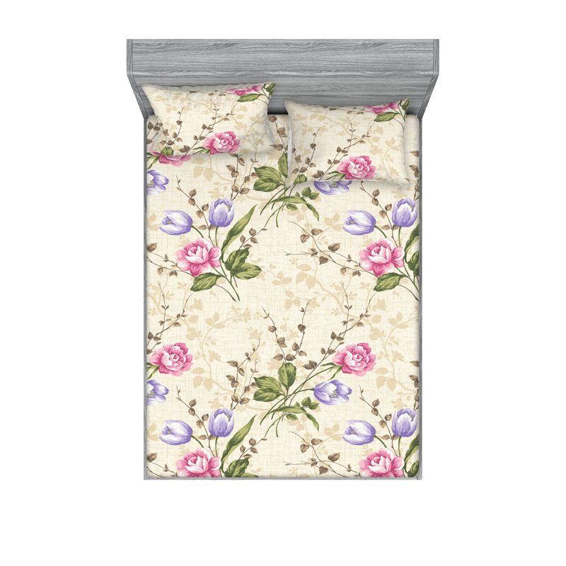 Drap-housse et taies décoratives 3 pièces Ambesonne, Ensemble de draps pour grand lit avec 2 taies d'or