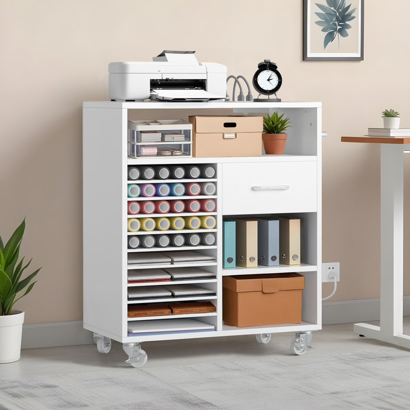 Storage Craft Cart Craft Table Compatible with Cricut Machine, Rolling Craft Organizer