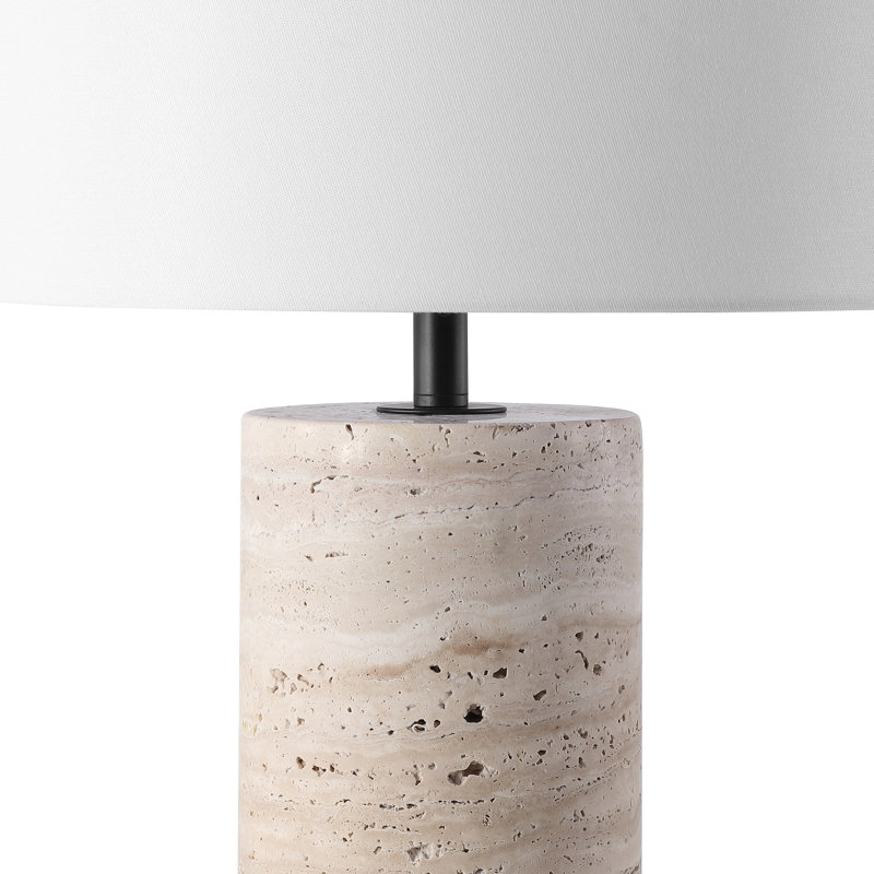 Angileh Travertine Table Lamp, Light Brown