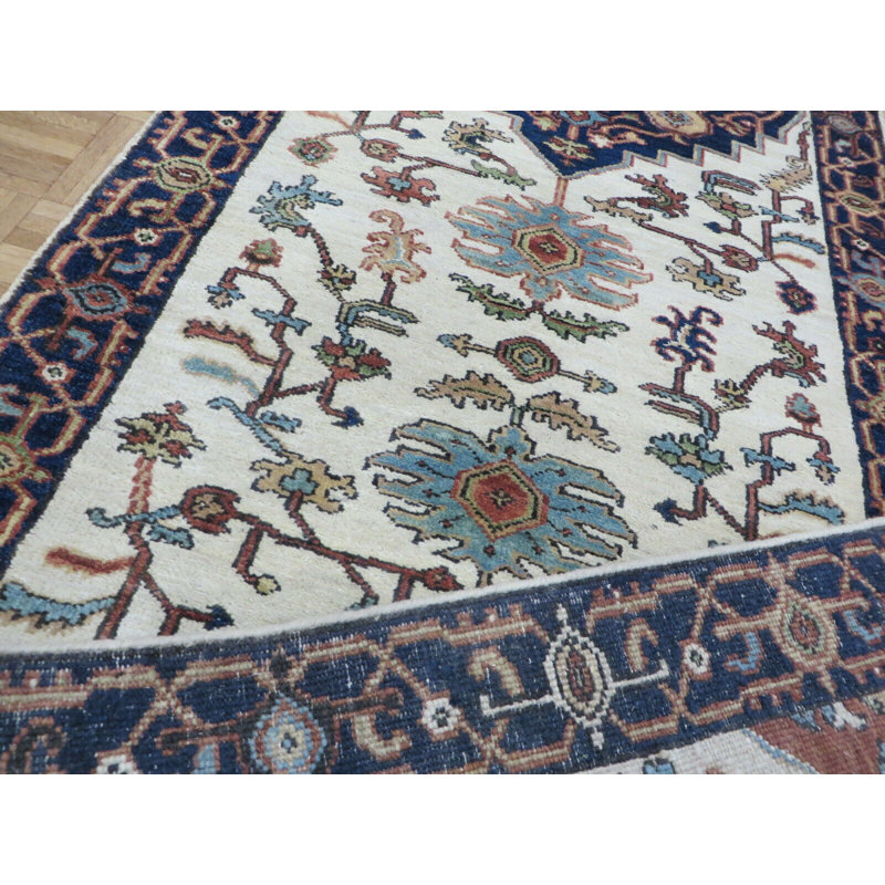 Tapis oriental Serapi géométrique noué à la main 3 x 16 pi 3 po D2DC019A24BF466E90C26C1D90D23083