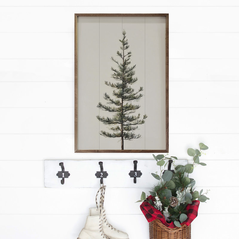 Single Pine Tree White, 16" H x 10" W x 1" D