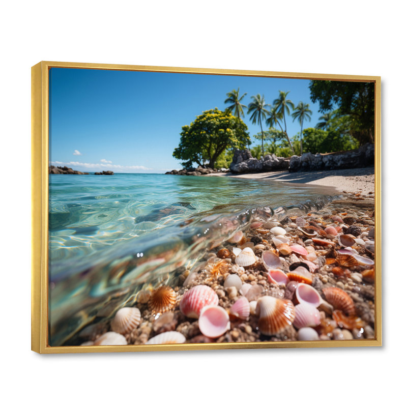 " Caraibe Beach Gems ", 12" H x 20" W x 1" D, Gold Floater Framed