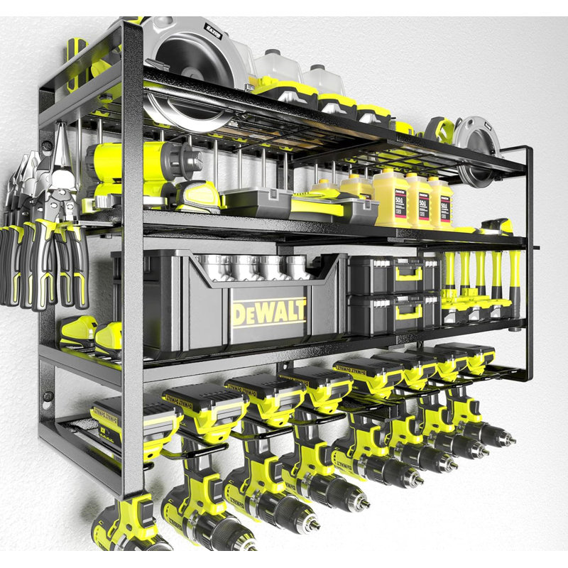 Black Heavy Duty 4-Layer Metal Power Tool Organizer