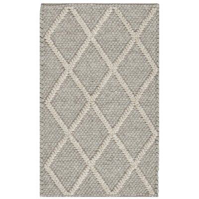 Tapis géométrique en laine et en viscose tissé à la main Russo
