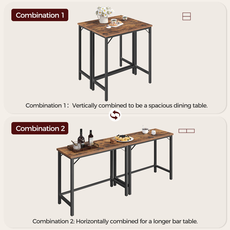 35"Narrow Bar Table,Pub Table for Dining Room, Counter Bar Tables with Sturdy Metal Frame, Brown