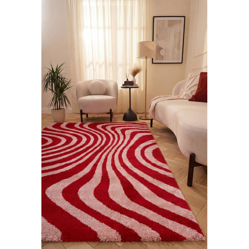 Joli Striped Area Rug Soft Dense Pile for Living Rooms and Bedrooms, Red/Pink, Rectangle 160 x 230 cm