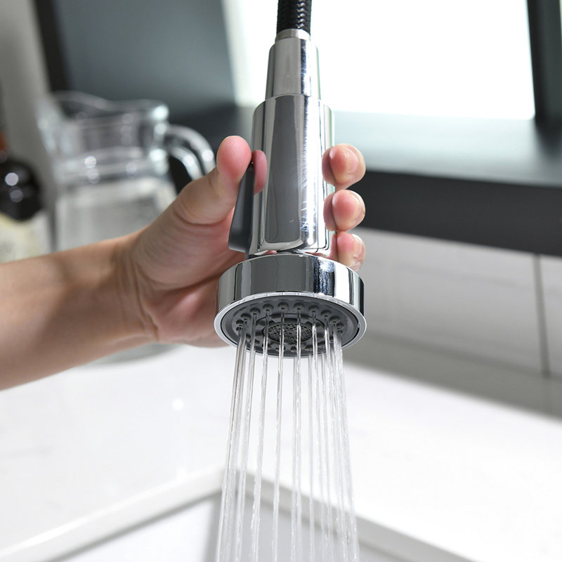 Contemporary Kitchen Faucet With Pull Down , Single Handle, High Arc, Stable Water Flow, Corrosion Commercial Hole Finish, Modern Classic Spring - Down, Multifunctional,