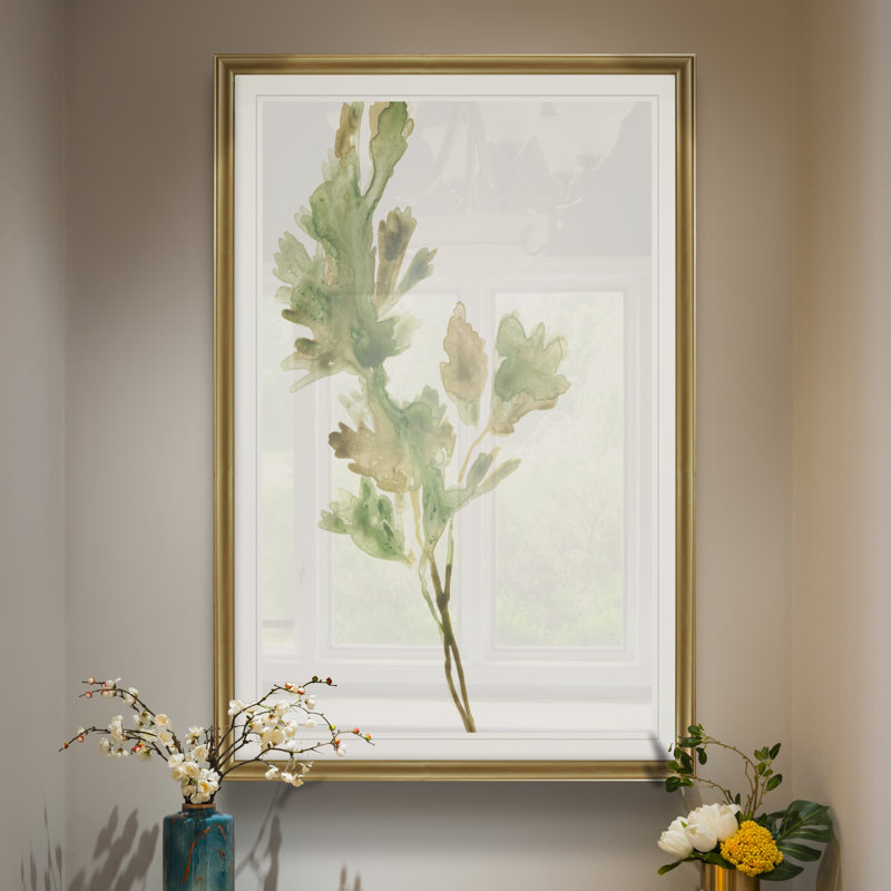«Earthtone Herbs I», peinture sur toile, H 22,5 po x l 30,5 po x P 1,5 po, Cadre doré
