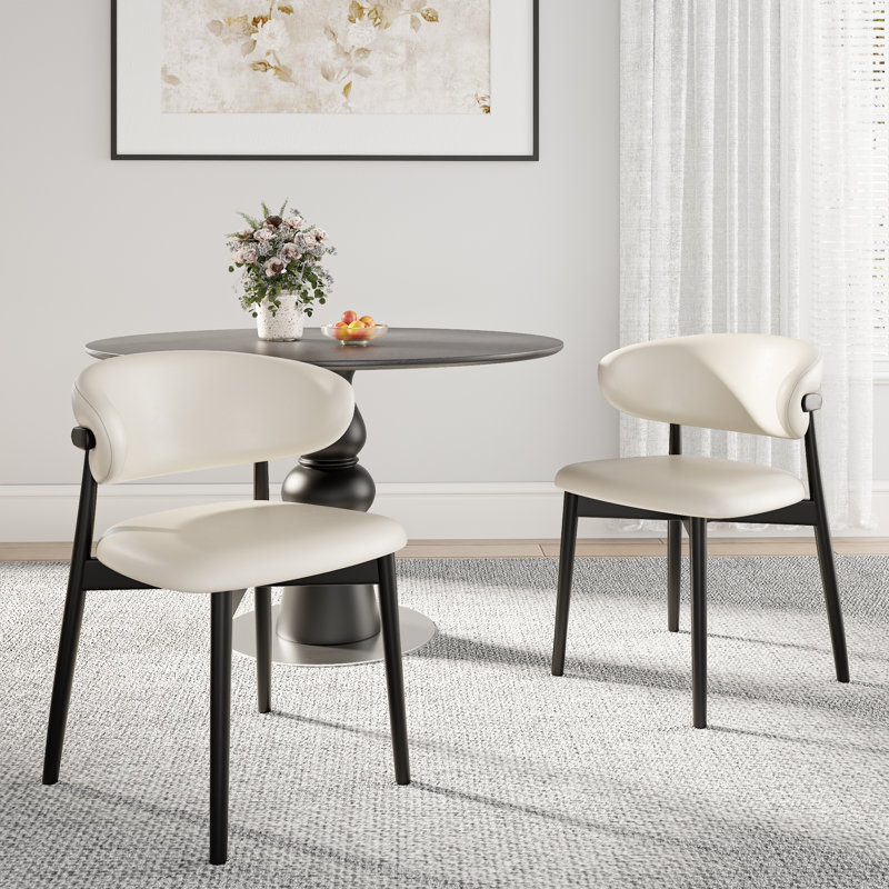 Chaises de salle à manger modernes en bois massif, chaises d'appoint rembourrées en cuir de polyuréthane, aucun assemblage requis pour la cuisine et le salon