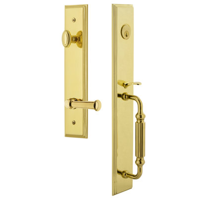 Carré One-Piece Handleset with Single Cylinder Deadbolt and F Grip with Georgetown Lever