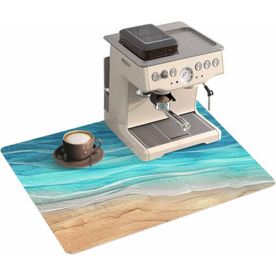 Tapis de cuisine 50 x 80 cm, motif de vagues bleues dégradées, absorbant et antidérapant, idéal pour égoutter la vaisselle et décorer le plan de travail.