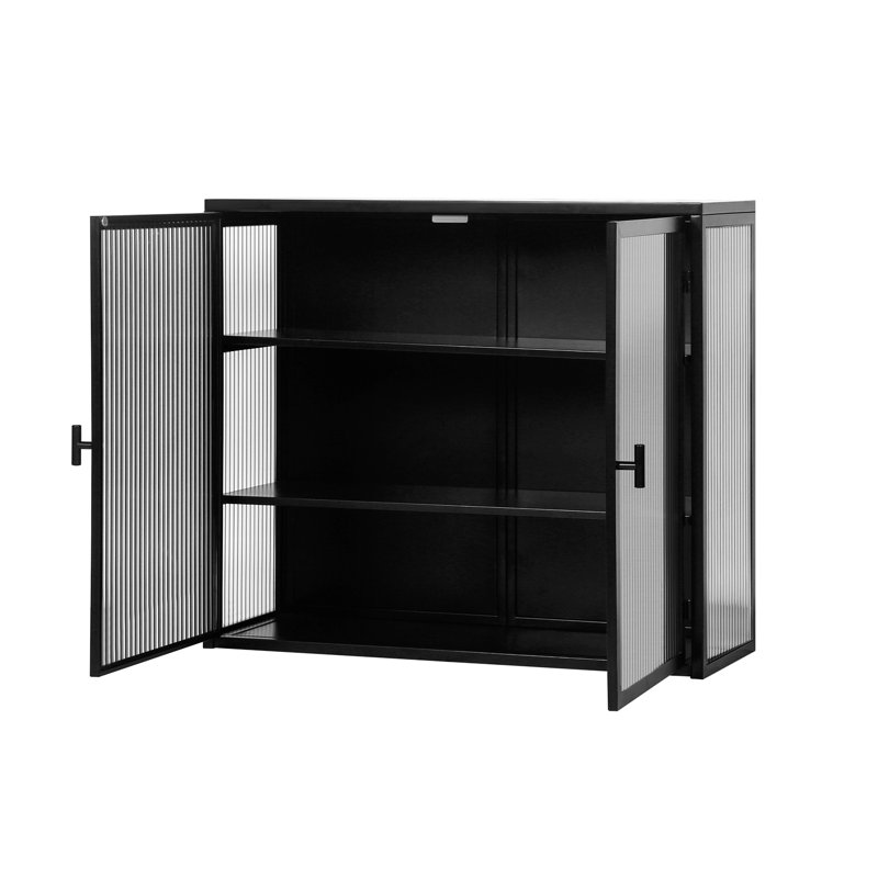 Armoire murale moderne à deux portes avec rangement à trois niveaux, buffet moderne et armoire d'appoint