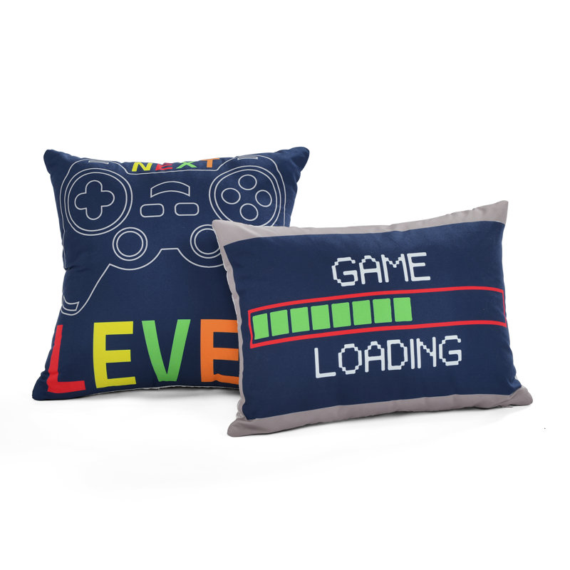 Navy Twin Reversible Boys' Video Game Quilt Set