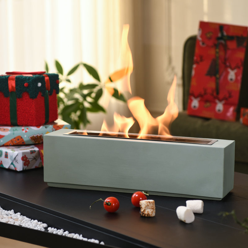 15.6" Arctic Green Concrete Tabletop Firepit
