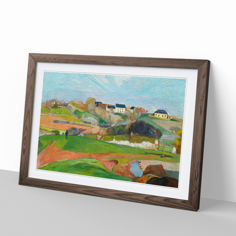 Landscape at Le Pouldu by Paul Gauguin - Picture Frame Painting, Walnut Framed, 48cm H x 65cm W x 2cm D