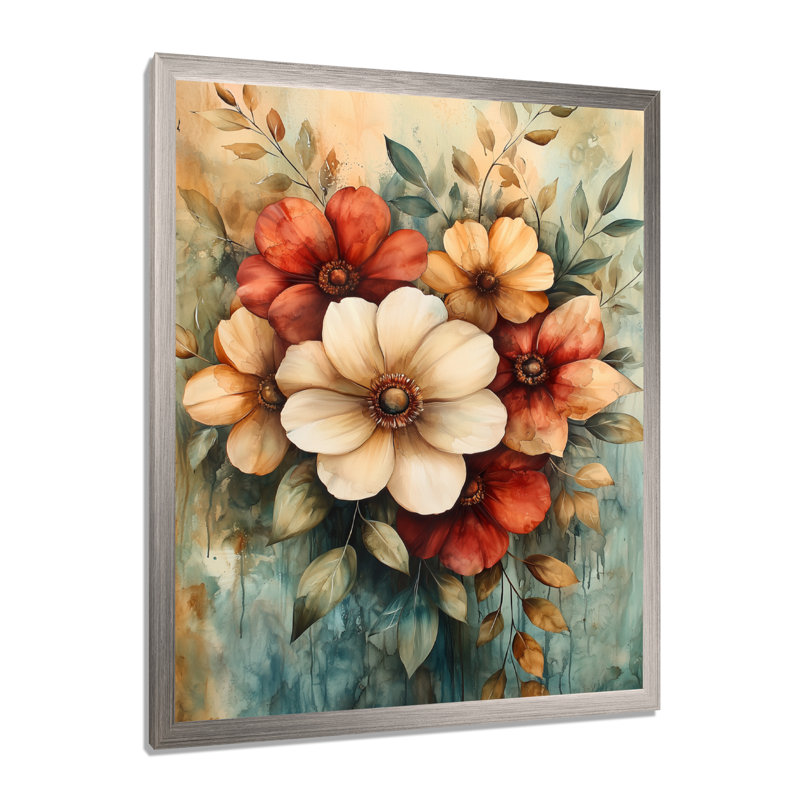 Hartley - Floral Wall Art, Argent argent, H 40 po x l 30 po, Reproduction encadrée d'une seule photo