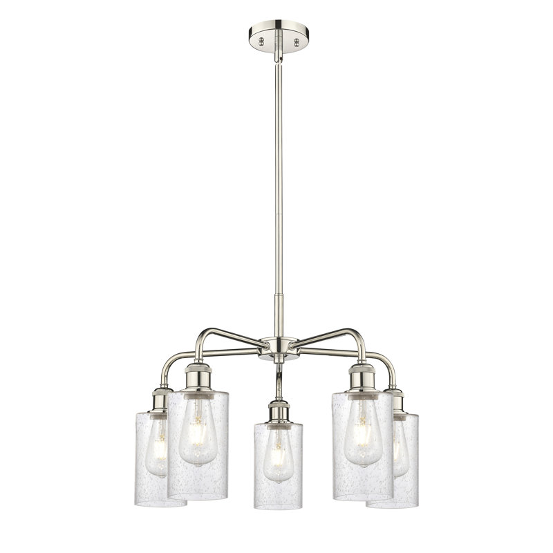 Lustre cylindrique à 5 lumières Ervine, Nickel poli