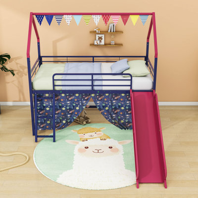 Lit mezzanine simple avec glissade et accessoires ludiques