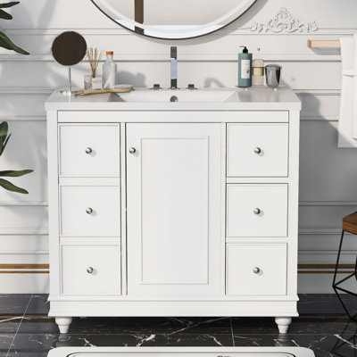 Meuble-lavabo moderne avec lavabo en résine intégré