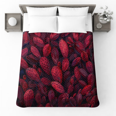 Couvre-lit matelassé rouge poire épineuse cactus toutes tailles