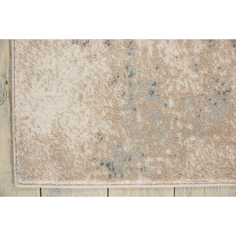 Ivory Abstract Ombre 5'3" x 7'3" Synthetic Area Rug