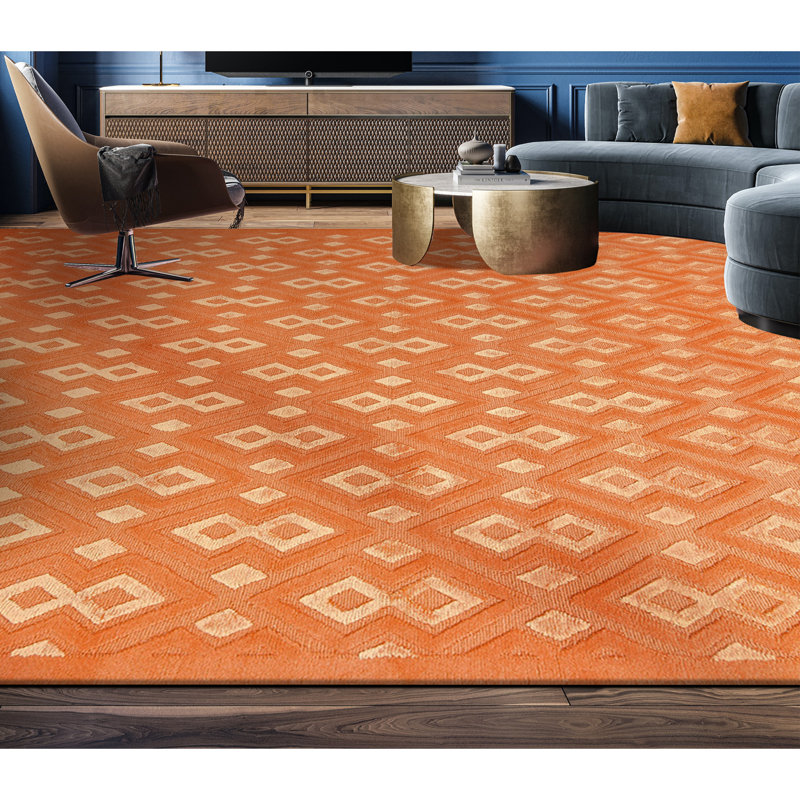 Hand Knotted Area Rug in Saffron, Rectangle 6' x 9'