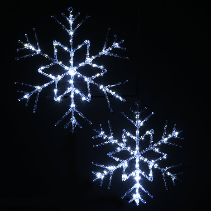 The Holiday Aisle® 6-Point Star Ice Crystal Snowflake Pair with LED Lights