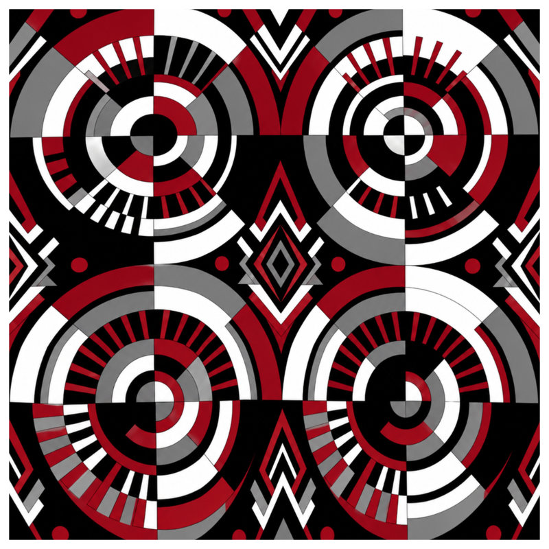 Housses de couette circulaires noires et rouges, Queen