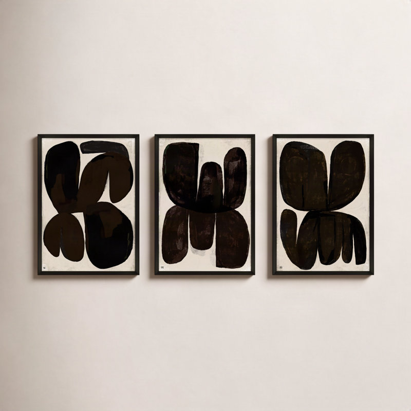 Papillon de nuit - ensemble de 3 reproductions de cadres photo, Noir, H 20 po x l 14 po x P 1,25 po