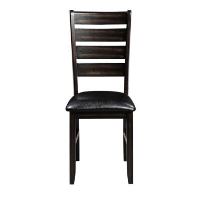 Contemporary Back Dining Chairs Of 2 - Black Foam Filled Structure 2 Design, Faux Leather, Strong