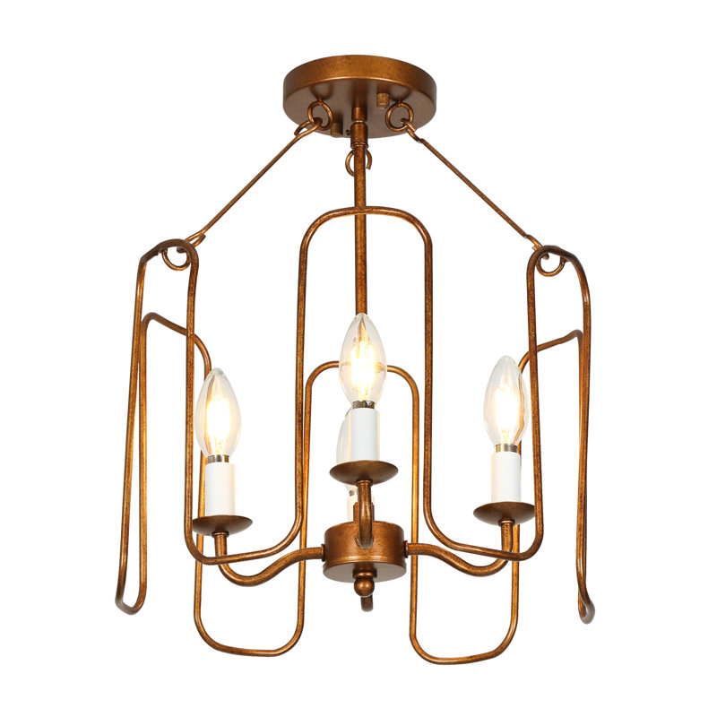 Lustre en forme de tambour de style Mid-Century à 6 lumières Classic Bronze