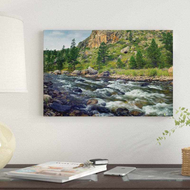 Rapids with Cliff Above Cache La Poudre River, Colorado - impression sur toile, H 12 po x L 18 po x P 1,5 po