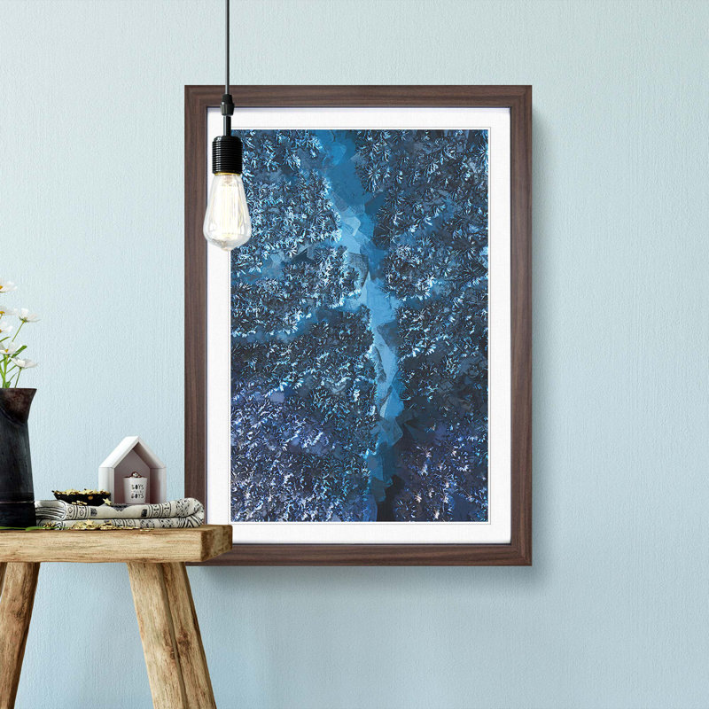 Walking Through the Forest in Abstract - Picture Frame Graphic Art Print, 76cm H x 50cm W x 2cm D, Walnut
