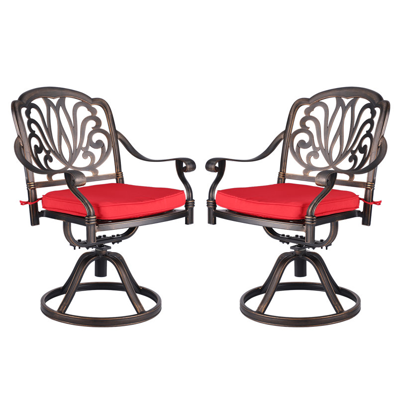 Fauteuil de patio pivotant avec coussin Vaidya, Rouge