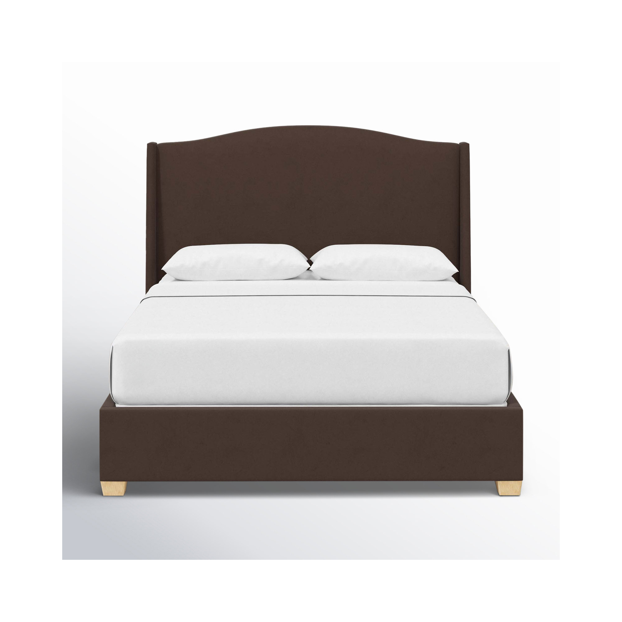 Allis Upholstered Wingback Bed, Classic Chocolate Velvet, Full