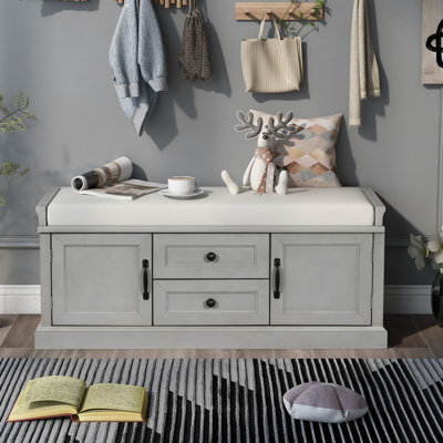 Polyester Blend Upholstered Storage Bench