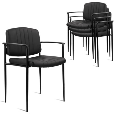 Stackable Waiting Room Chair With Armrest, Leather Comfy...