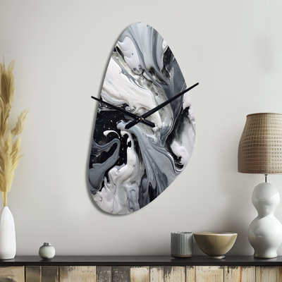 Boyers - Harmonie noire et grise dans le chaos - horloge murale asymétrique abstraite