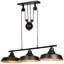 Luminaire suspendu pour poulie 3 lumières, îlot de cuisine rustique avec abat-jour en métal, hauteur de suspension réglable, plafonnier rétro industriel pour bar de salle à manger