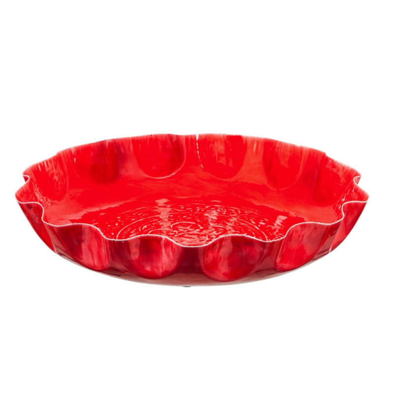 Metal Mosaic Birdbath, Red