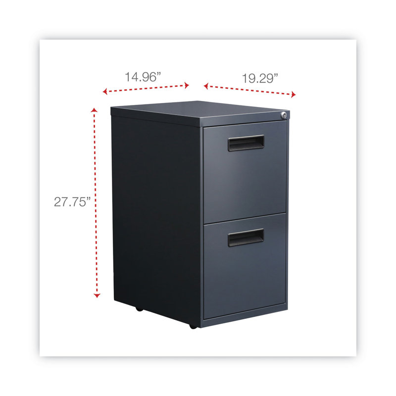 Charcoal 2-Drawer Mobile Steel File Cabinet with Lock