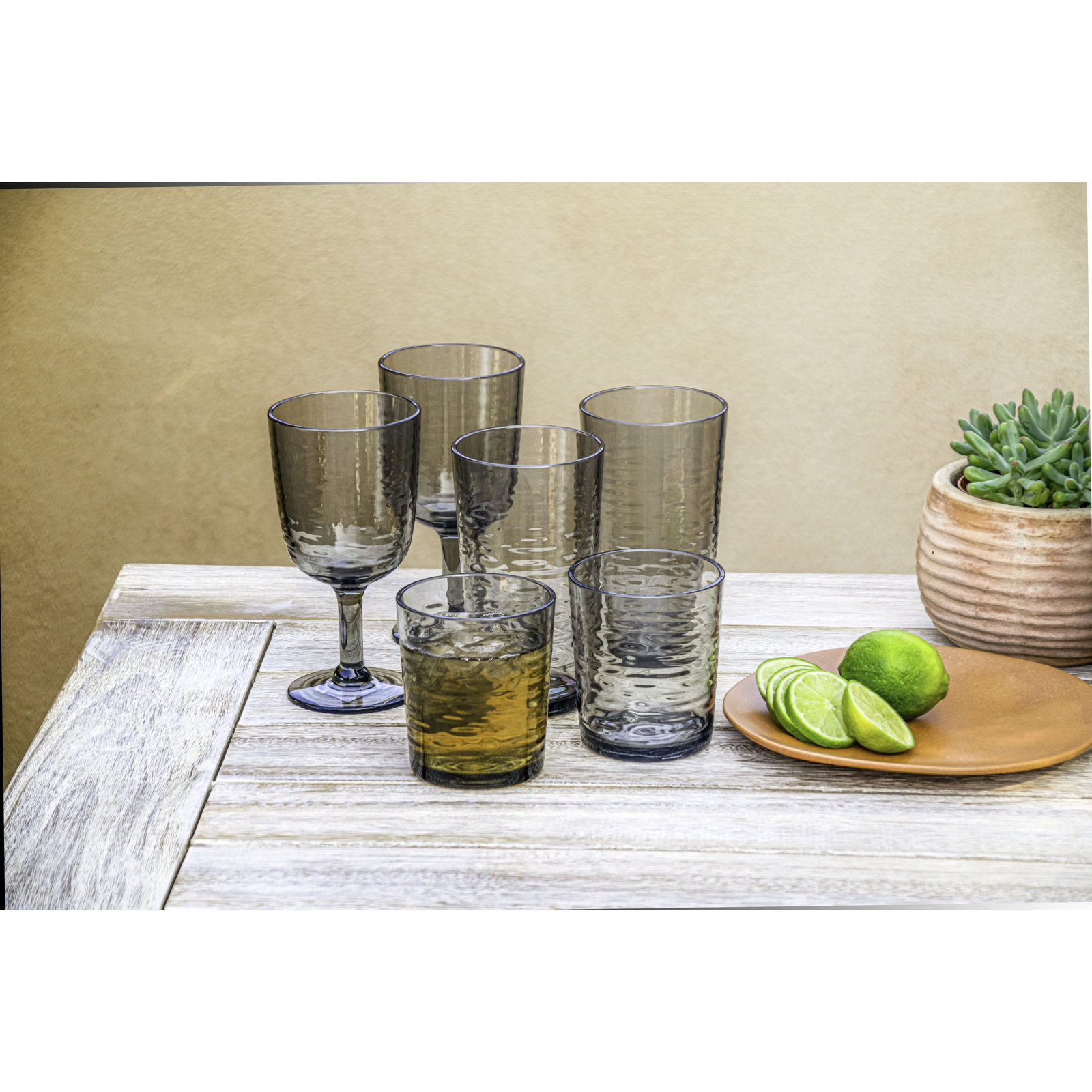 Celise Acrylic Drinking Glass Set, Gray, 4